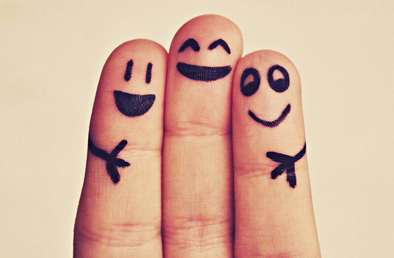 Fingers with Smiley Faces — Beige