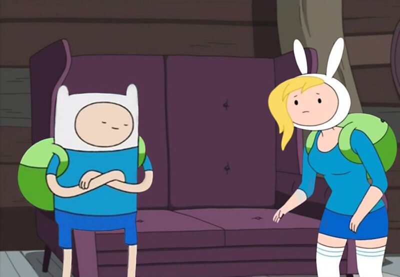 Finn and Fionna in a room