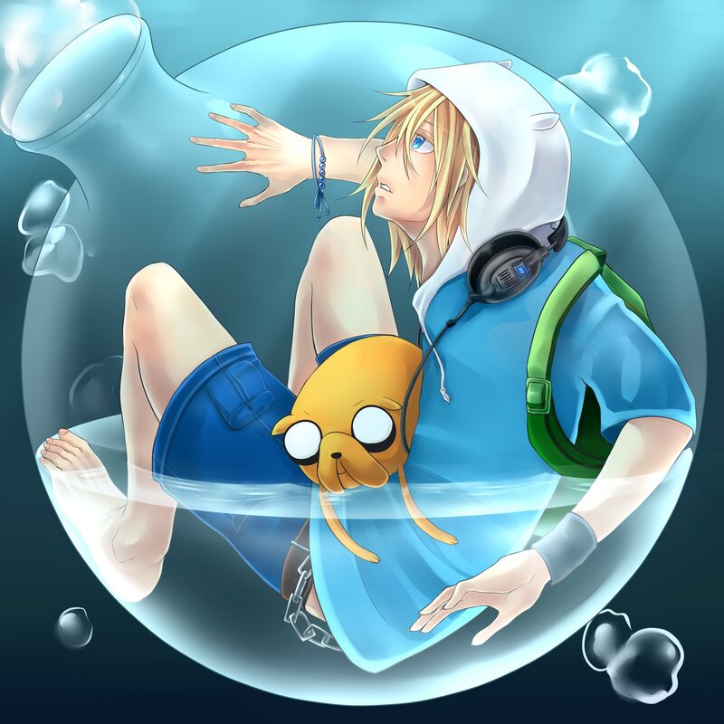 Finn and Jake in a Bubble — Blue
