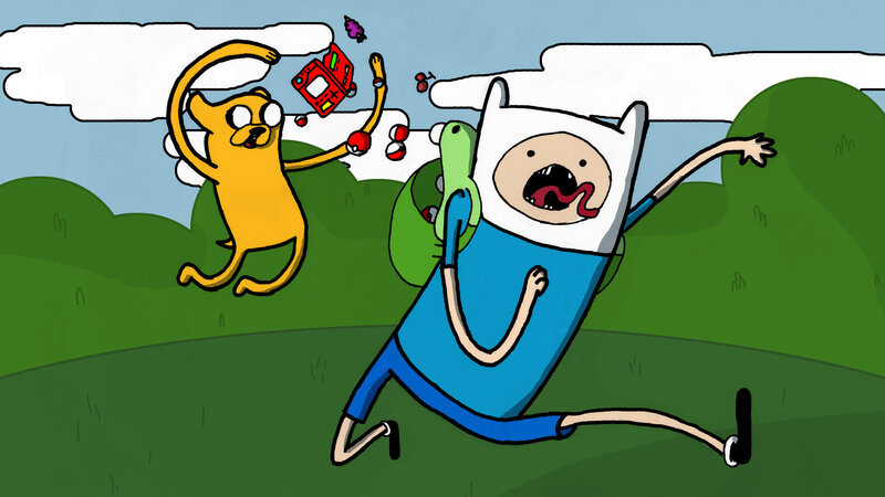 Finn and Jake in a chaotic chase