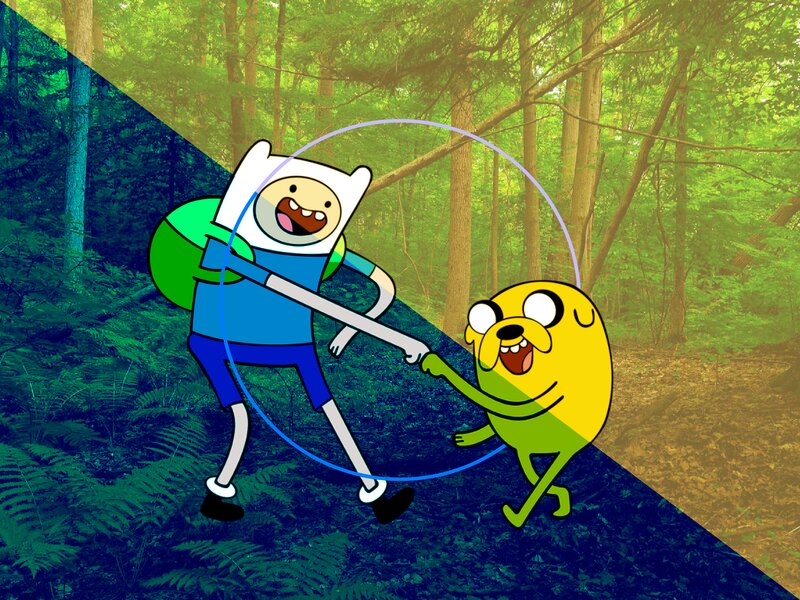Finn and Jake in Forest — Green