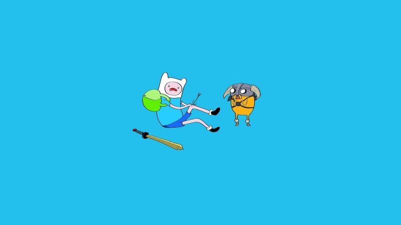 Finn and Jake in Mid-air