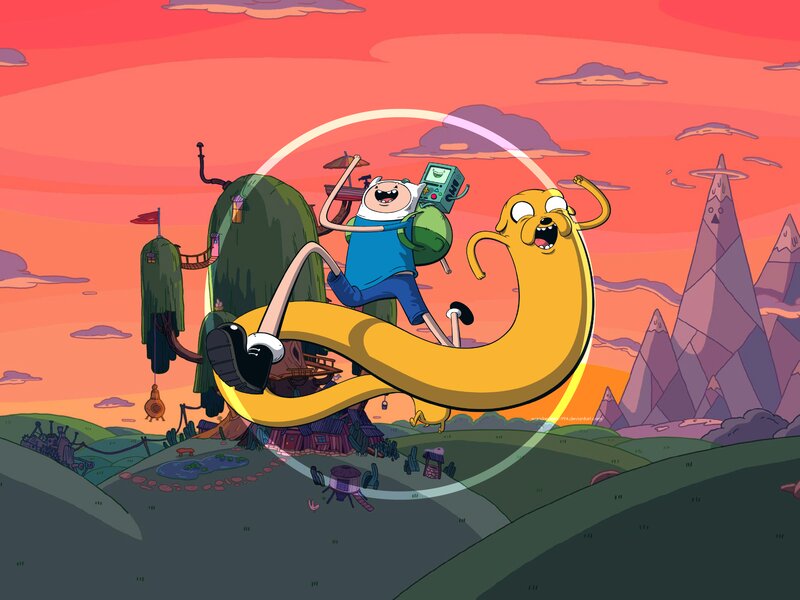 Finn and Jake on a Snake