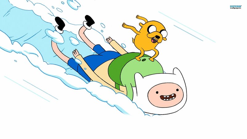 Finn and Jake Sledding — White