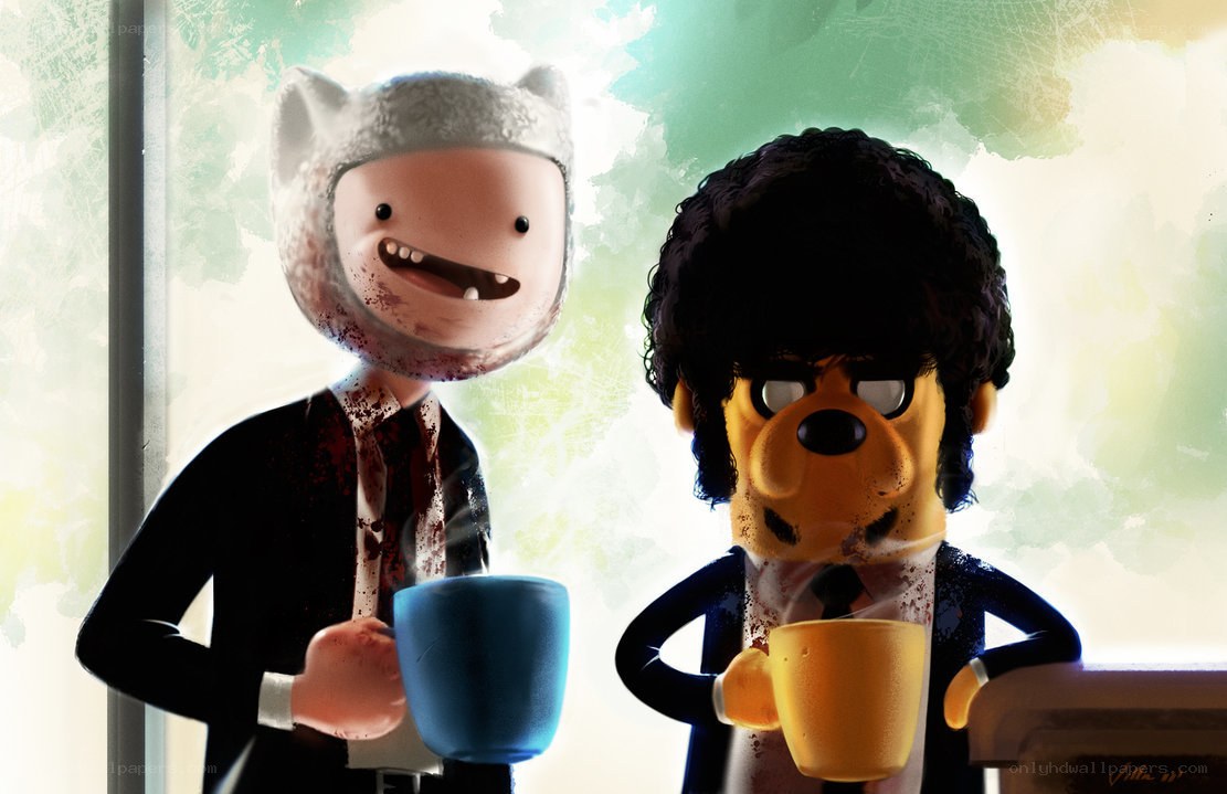 Finn and Jake with coffee