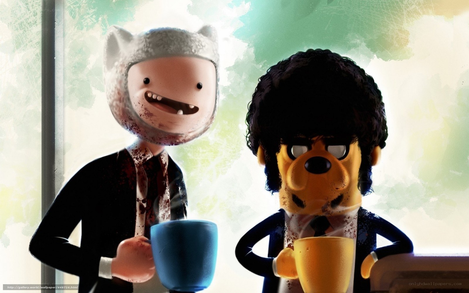 Finn and Jake with coffee