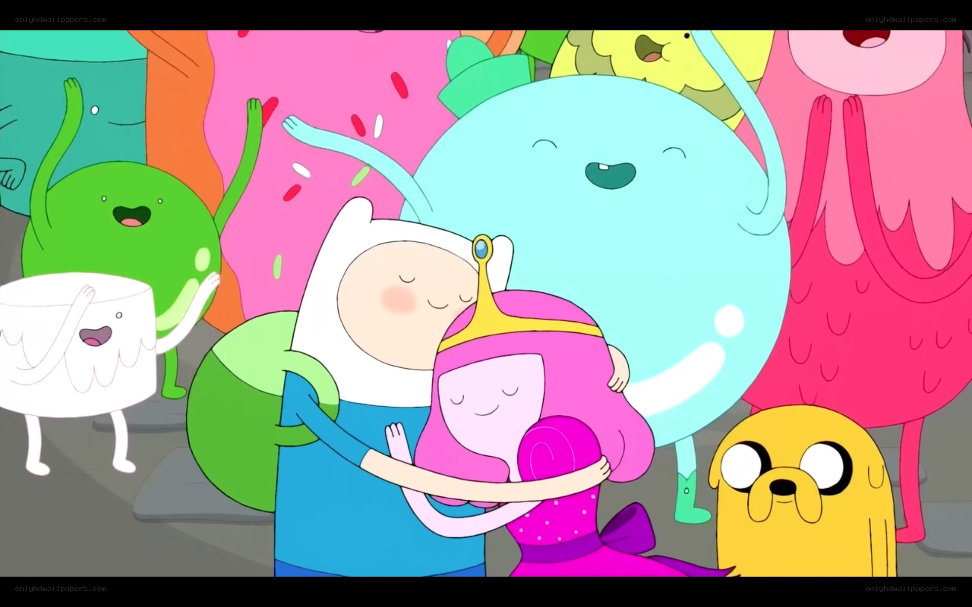 Finn and Princess Bubblegum hugging