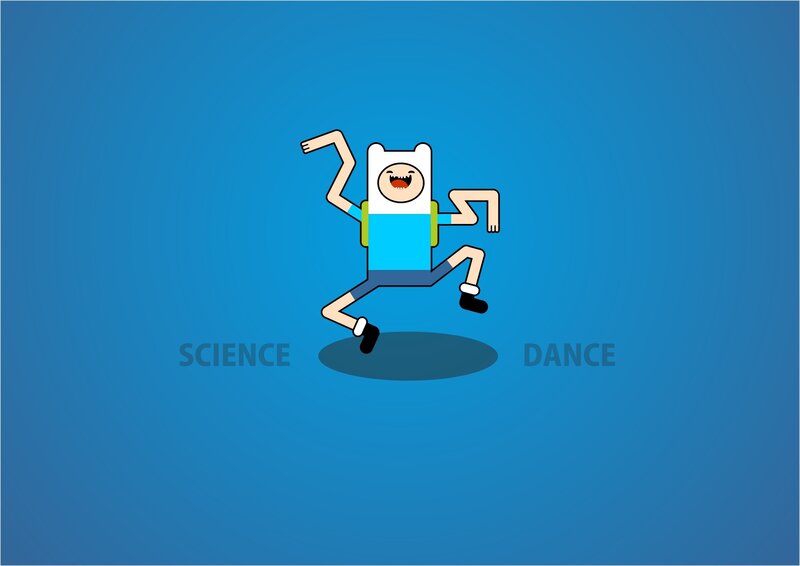 Finn dancing on blue
