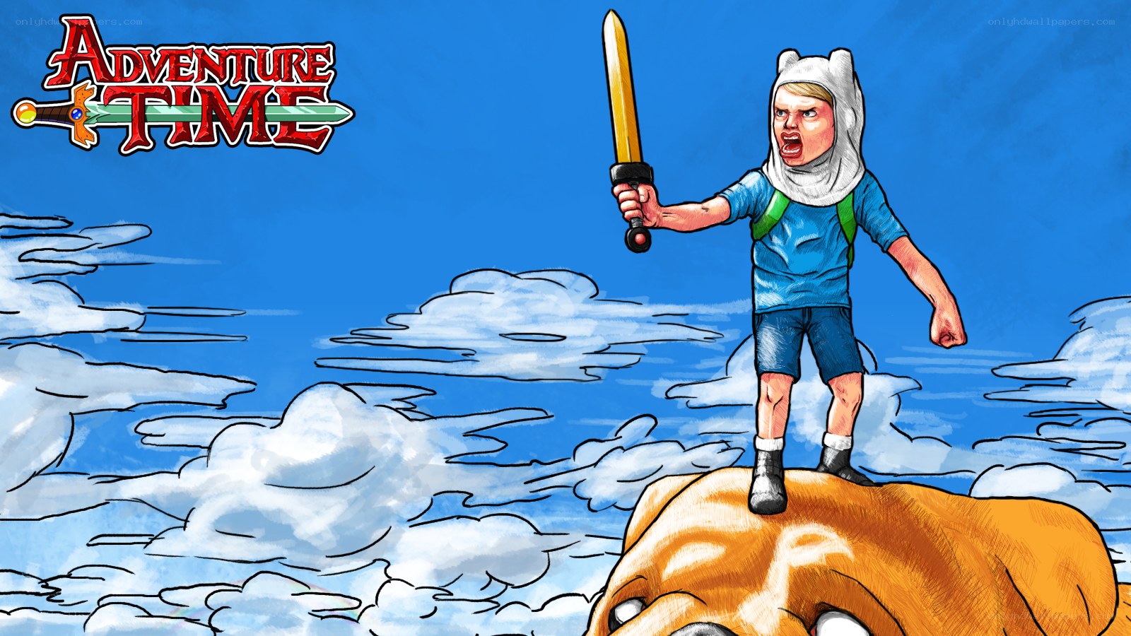 Finn on a giant dog