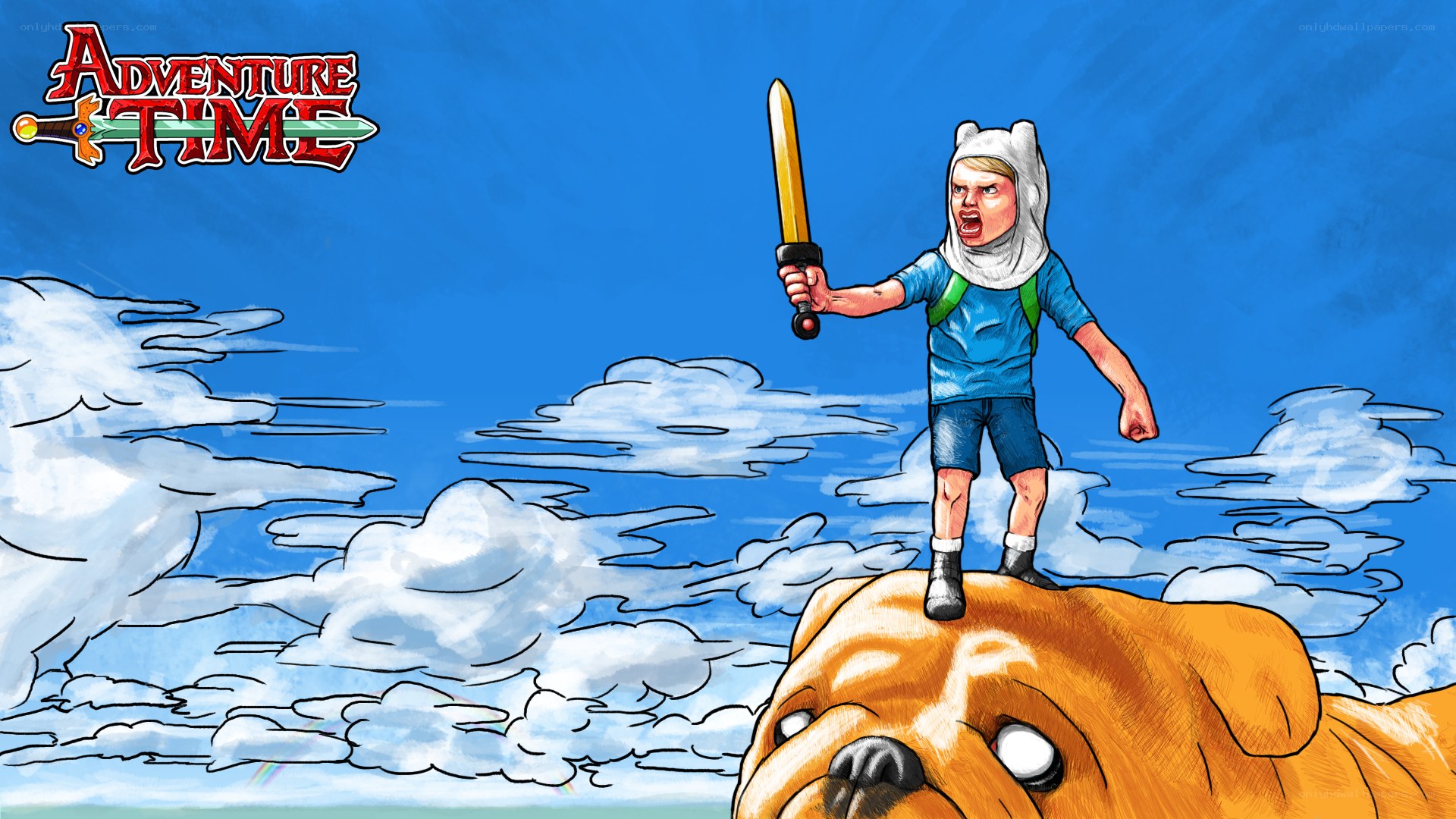 Finn on a giant dog