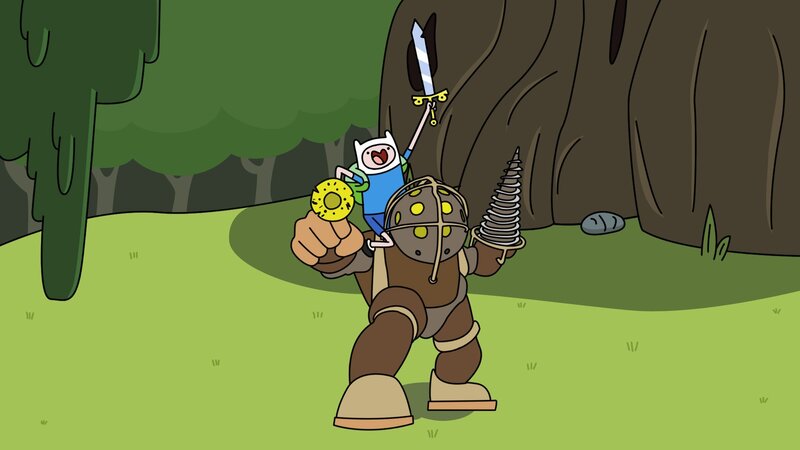 Finn Riding a Robot
