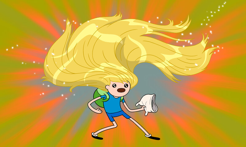 Finn with long blonde hair