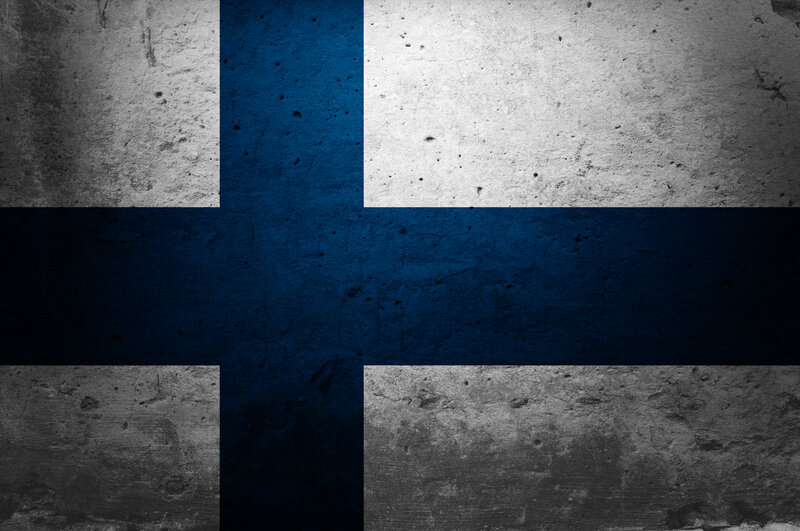 Finnish flag on concrete