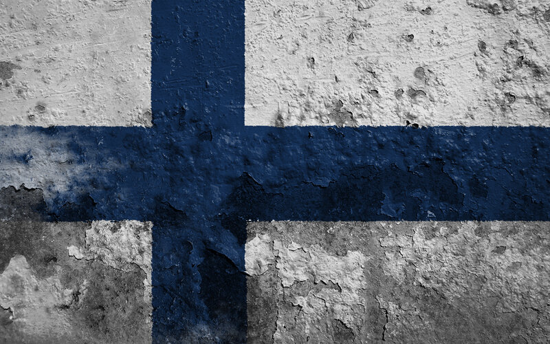 Finnish flag on weathered wall