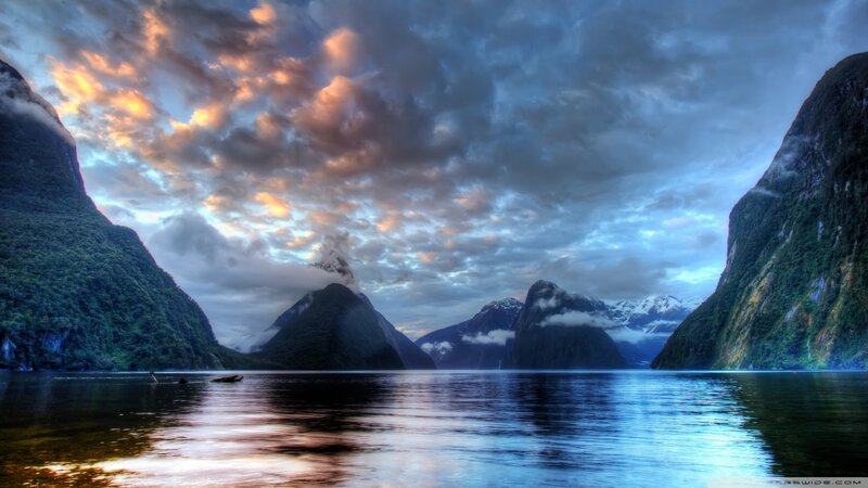 Fiord with Mountains — Blue