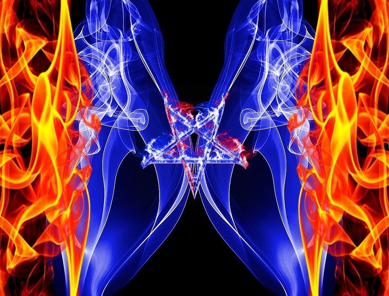 Fire and blue energy wings