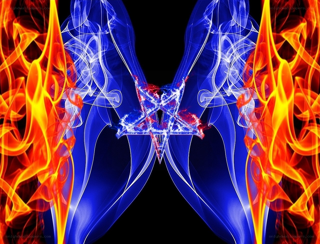 Fire and blue energy wings