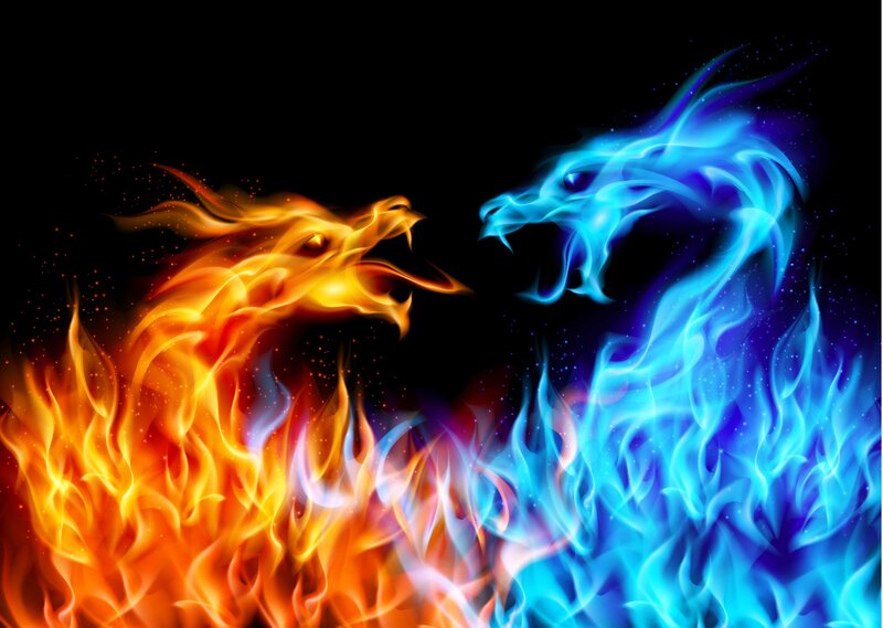 Fire and Ice Dragons — Orange, Dramatic