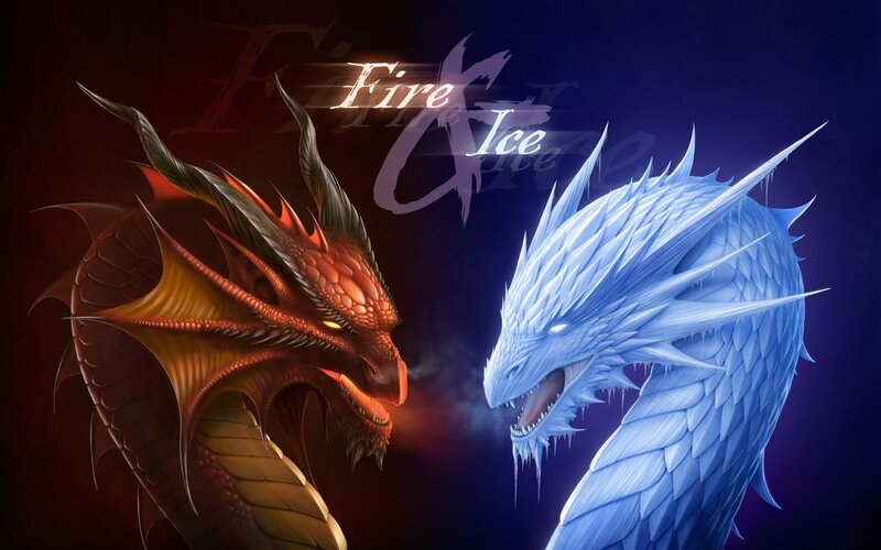 Fire and Ice Dragons — Red, Dramatic