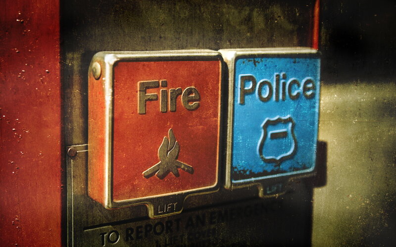Fire and Police Buttons — Red, Dramatic