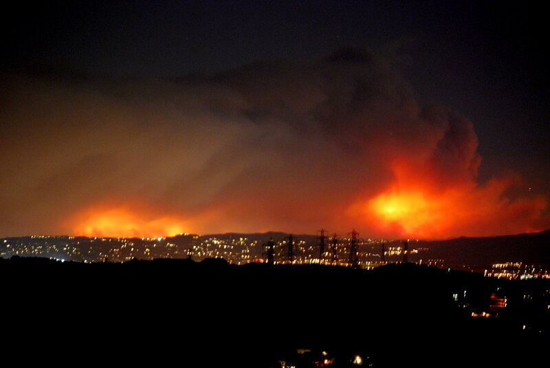Fire and Smoke over City