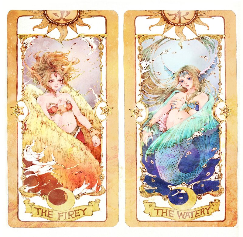 Fire and Water Elemental Beings