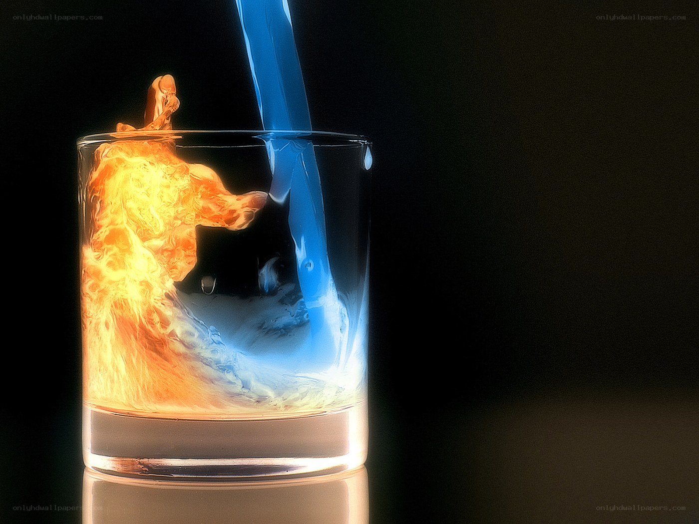 Fire and water in a glass