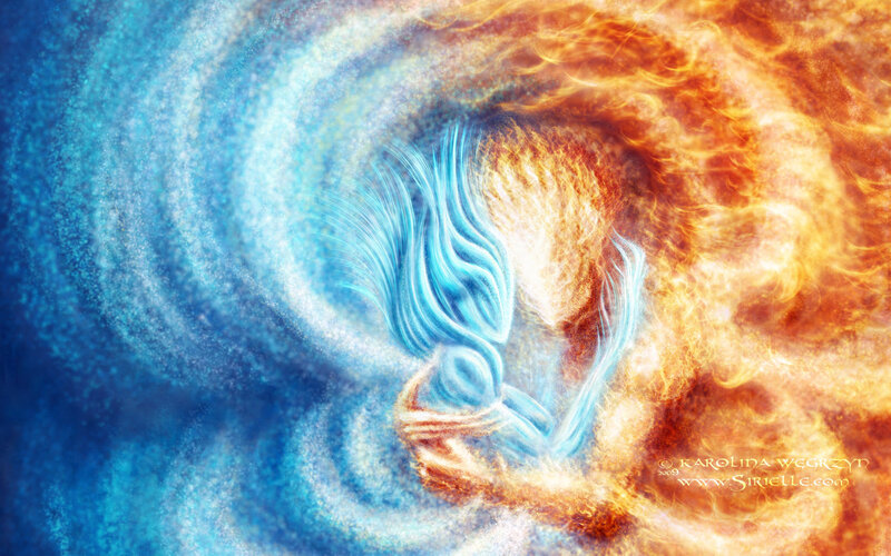 Fire and water spirits in harmony