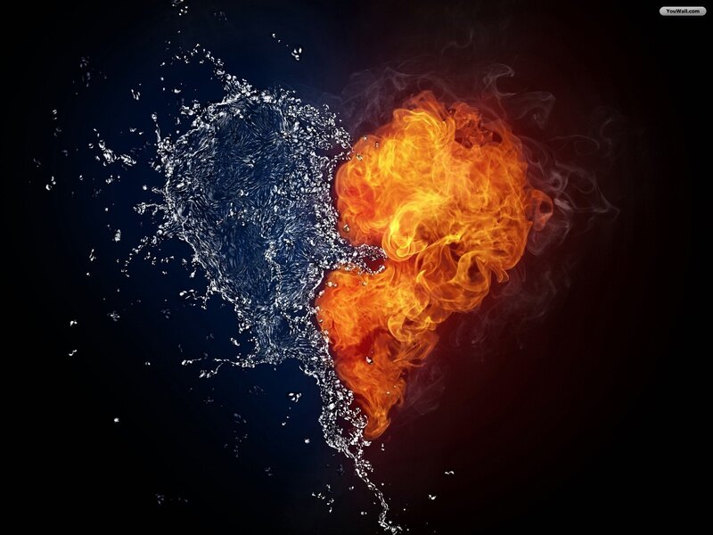 Fire and Water Splashing — Black