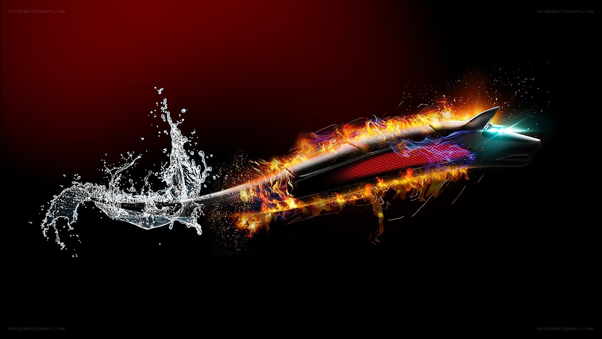 Fire and water wolf design