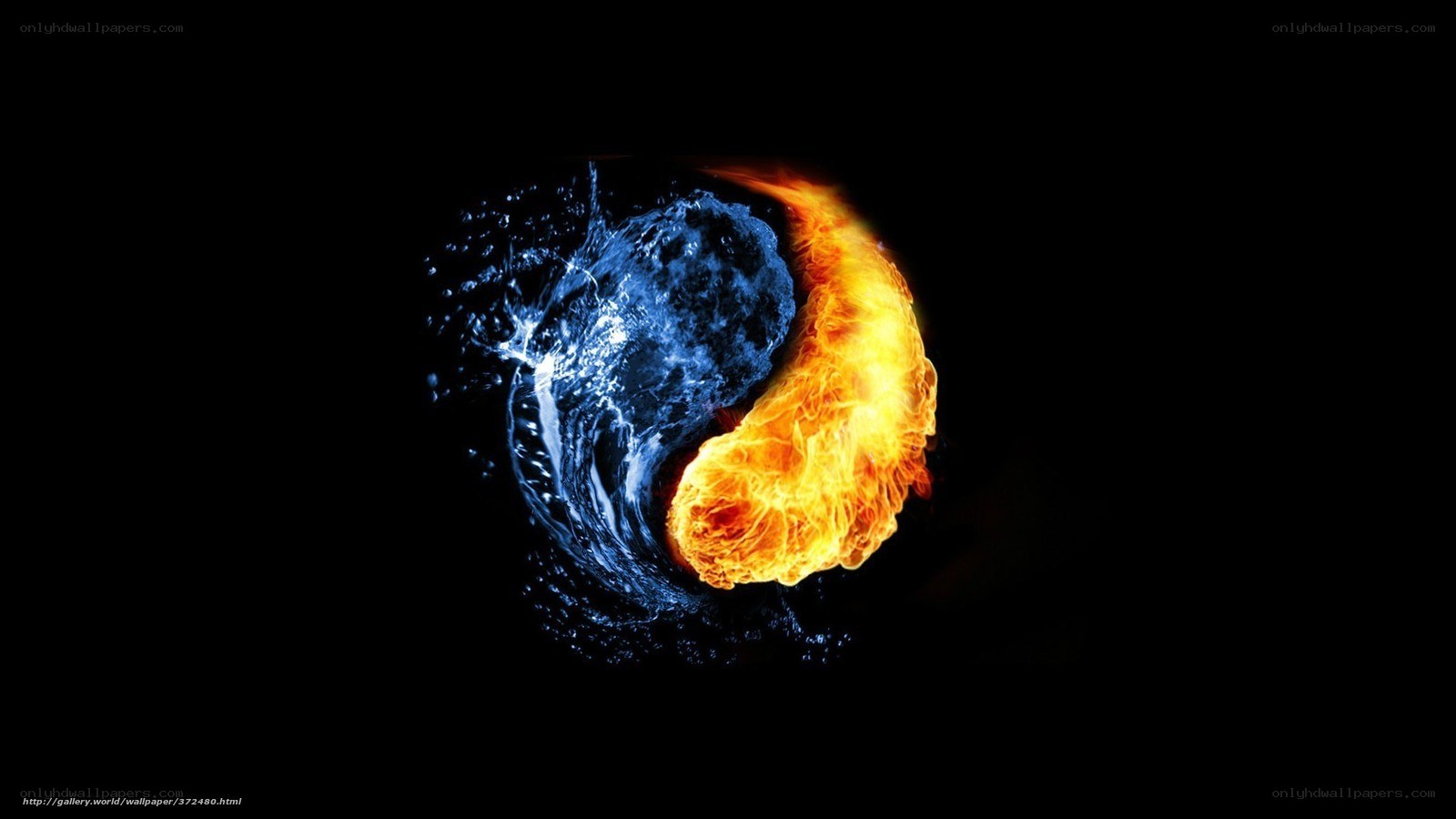Fire and water yin-yang symbol