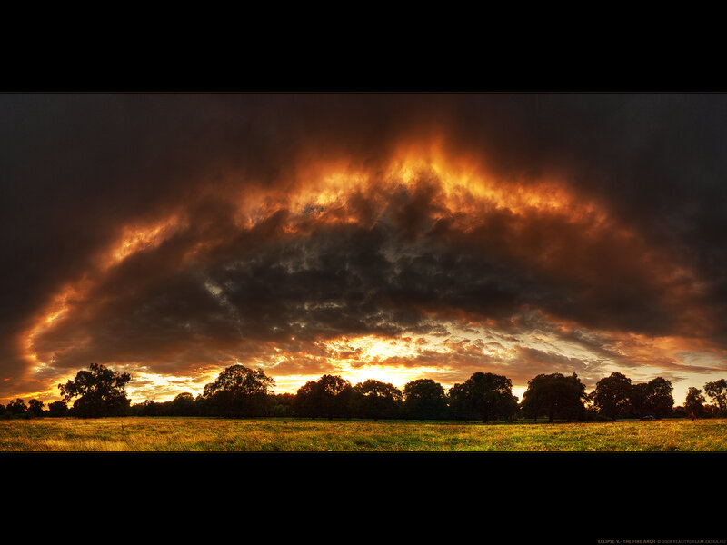 Fire Arch in Sky — Orange, Dramatic, Sunset