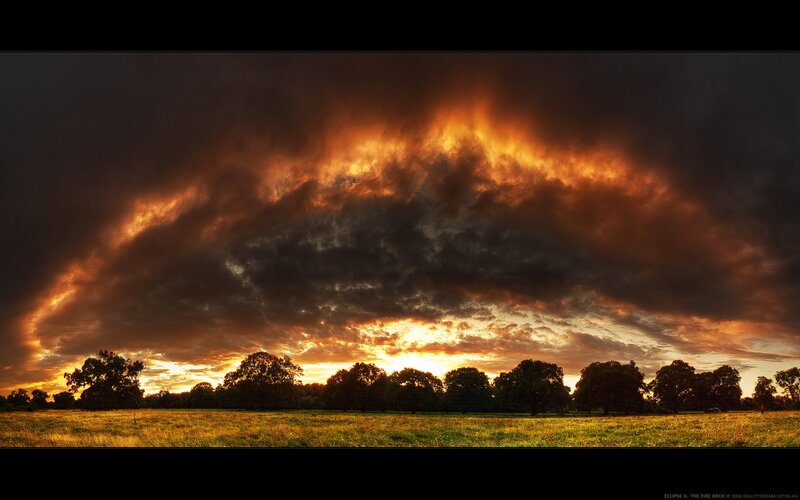 Fire Arch in Sky — Orange, Dramatic