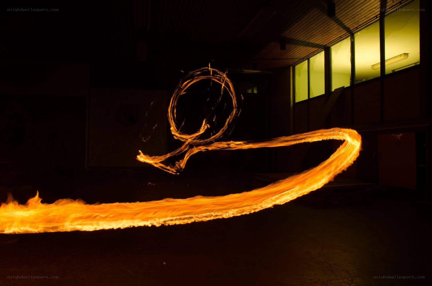 Fire art in dark space