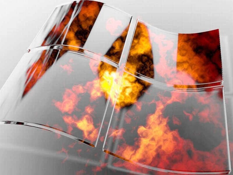 Fire Behind Glass Panels