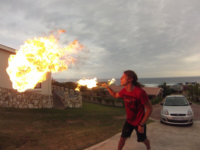 Fire breather performing outdoors