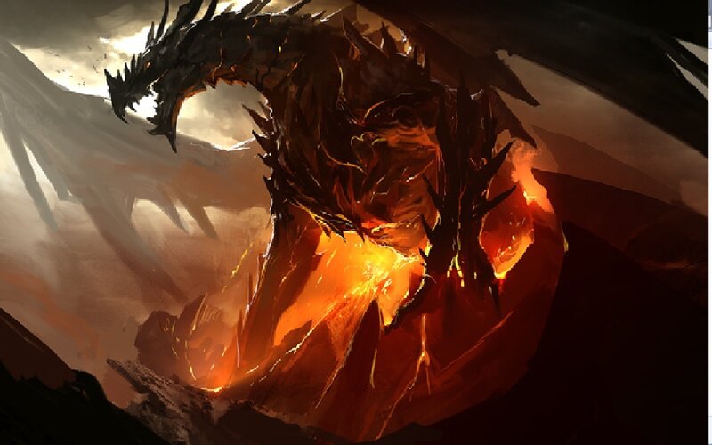 Fire-breathing Dragon — Orange, Dramatic, Sunset