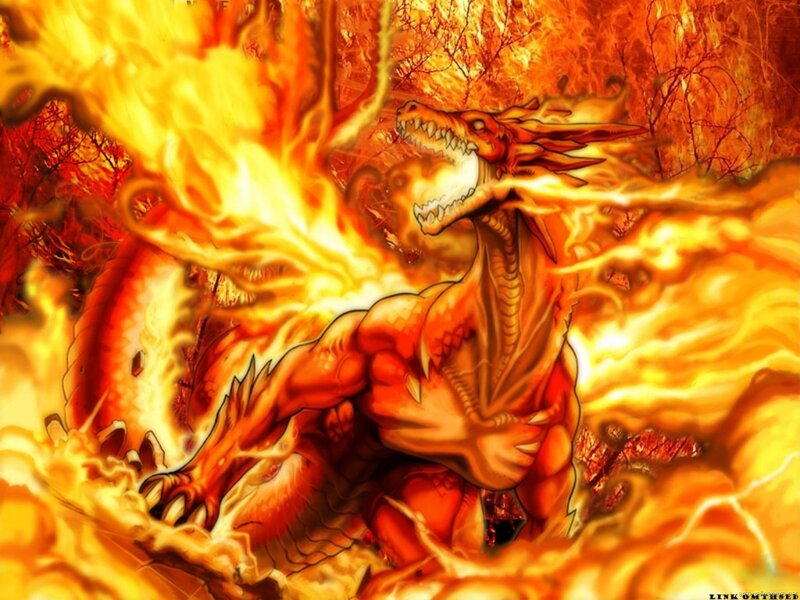 Fire-breathing Dragon — Orange, Dramatic