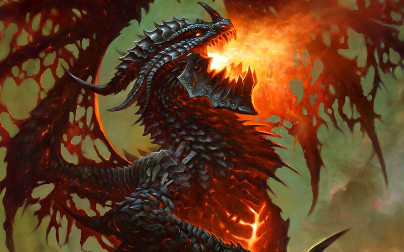 Fire-breathing Dragon — Red, Dramatic, Digital Art, Fire