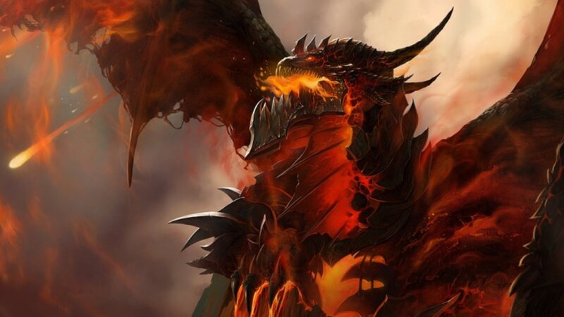 Fire-breathing Dragon — Red, Dramatic, Digital Art, Flames, Wings, Sky