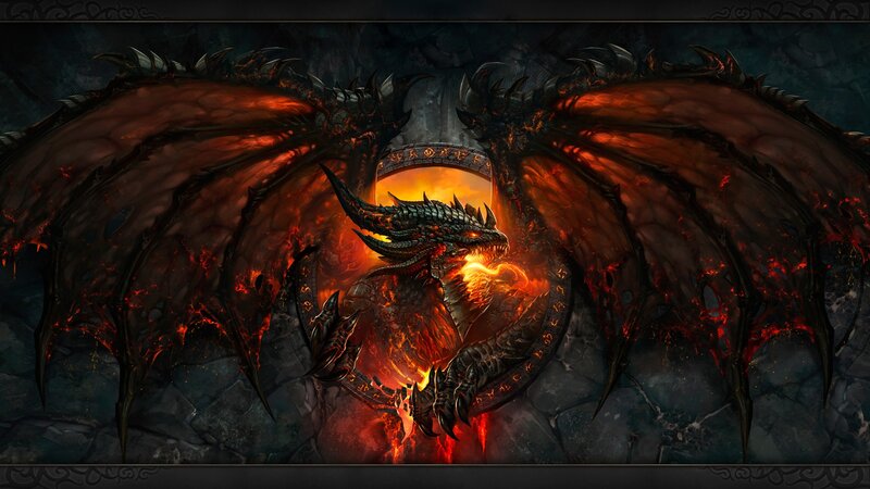 Fire-breathing Dragon — Red, Dramatic, Digital Art, Wings, Flames, Stone Arch