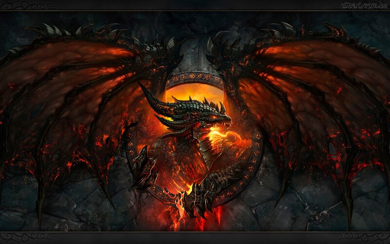 Fire-breathing Dragon — Red, Dramatic, Digital Art, Wings, Flames