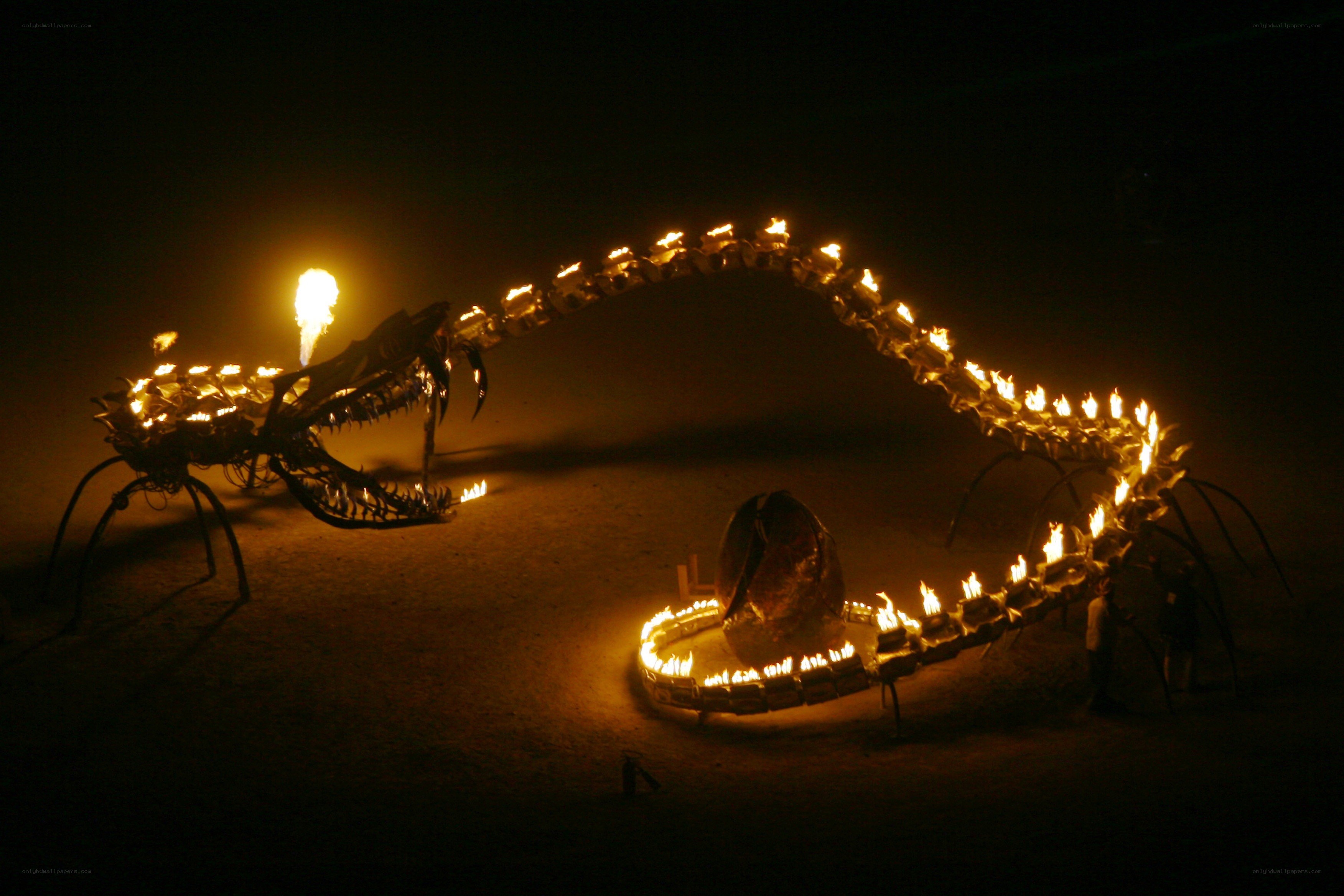 Fire-breathing dragon sculpture