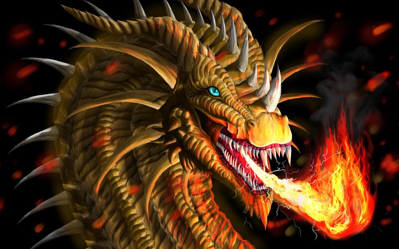 Fire-breathing Dragon — Yellow