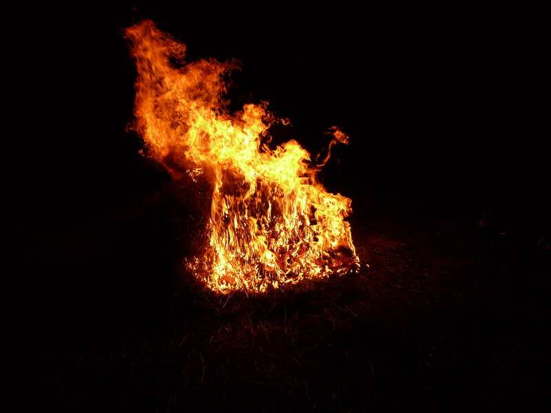 Fire Burning at Night — Orange