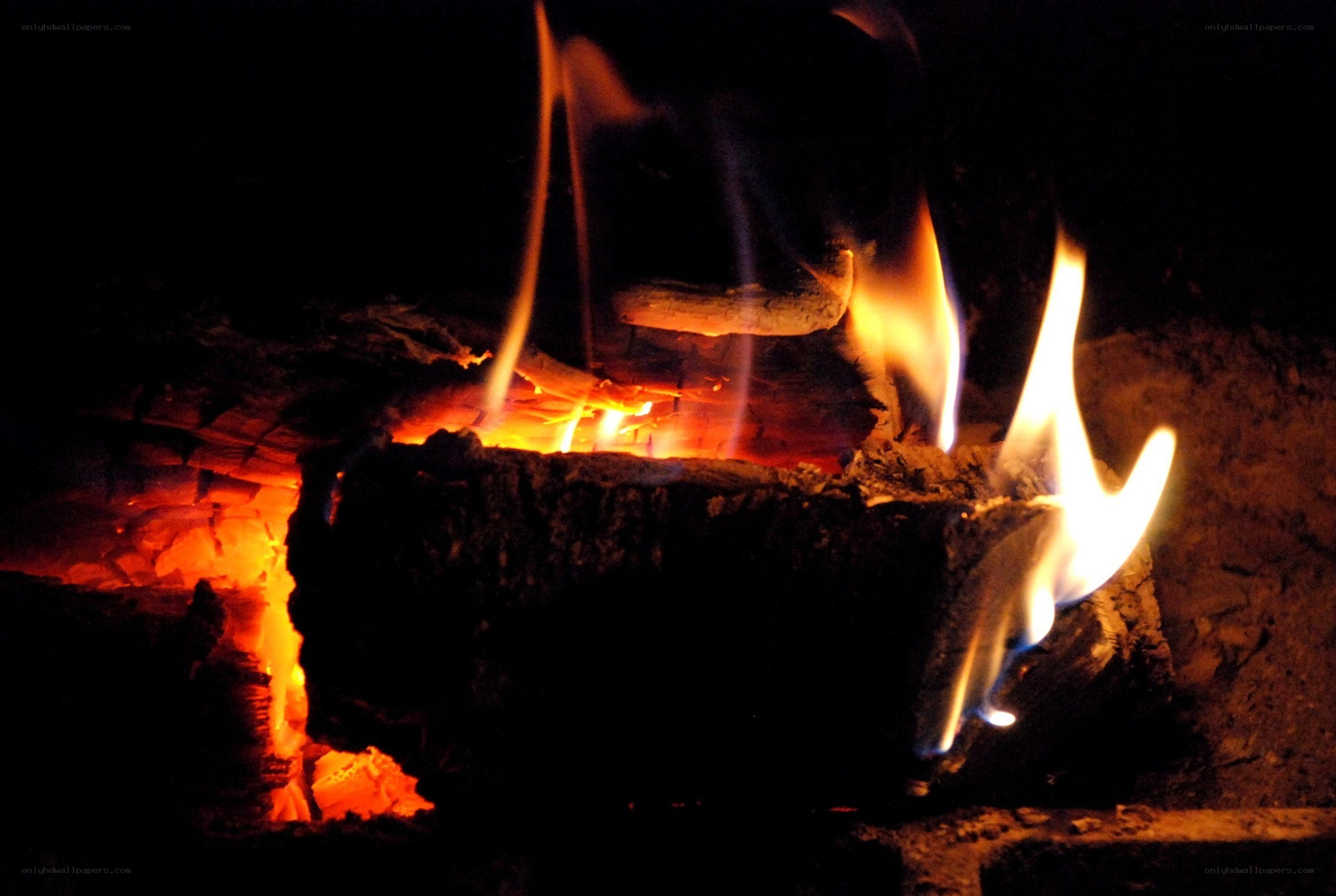 fire burning in a fireplace