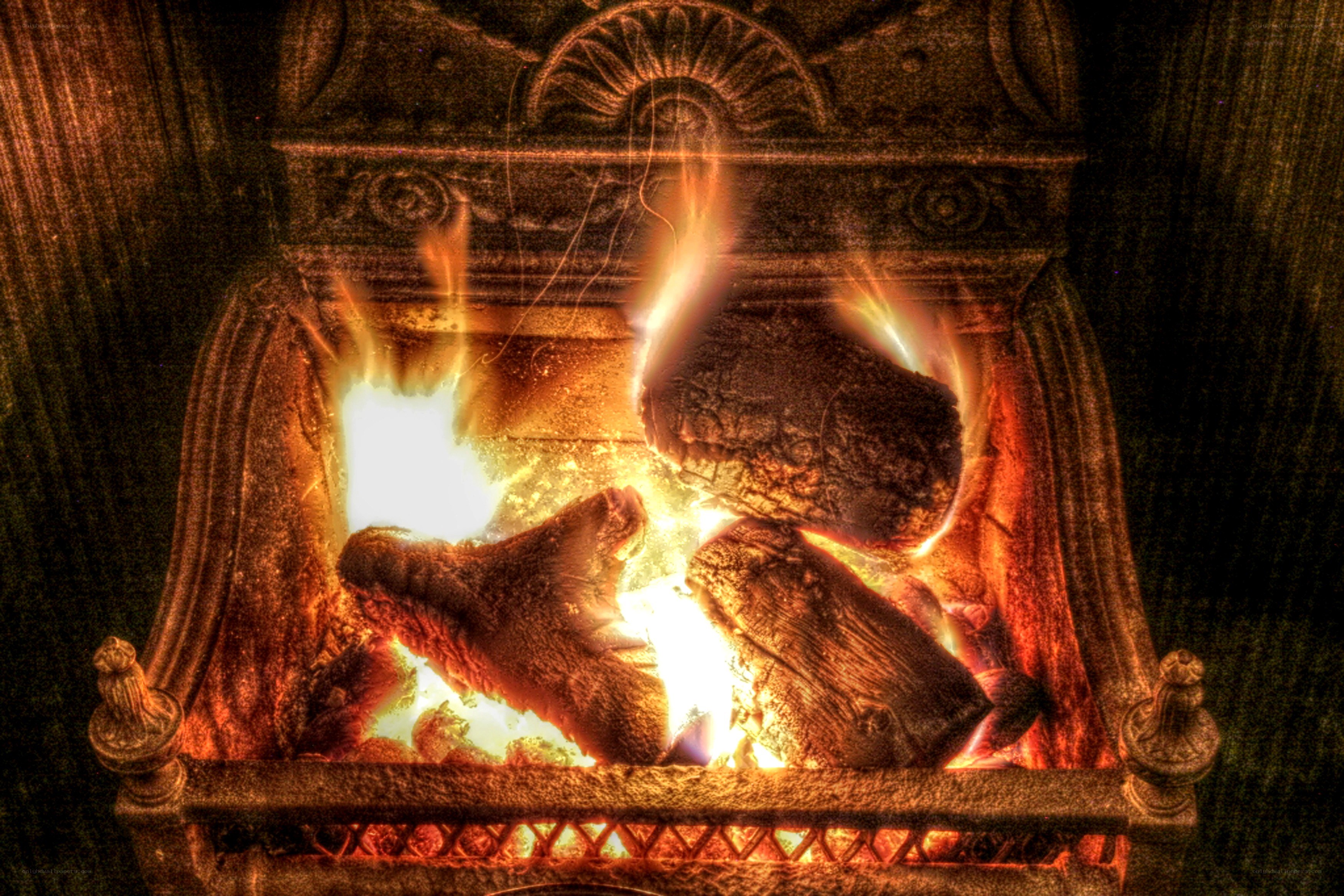 fire burning in a fireplace