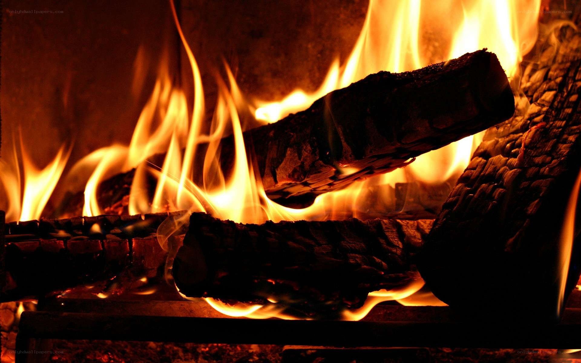 fire burning in a fireplace