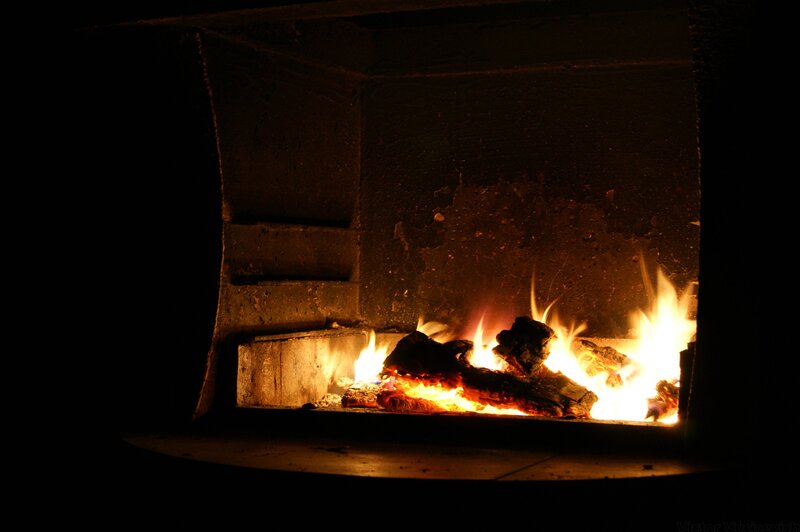 fire burning in a fireplace