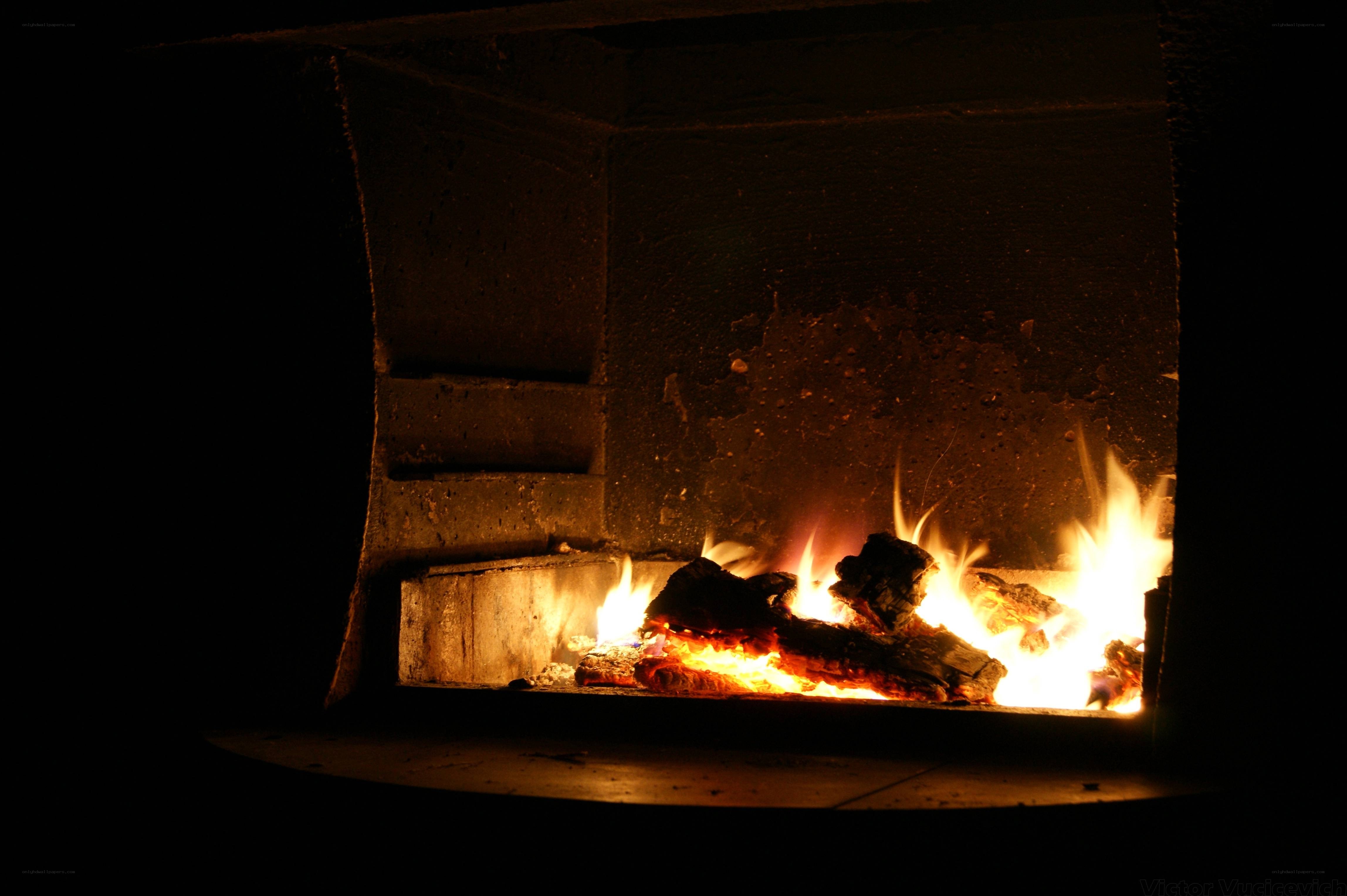 fire burning in a fireplace